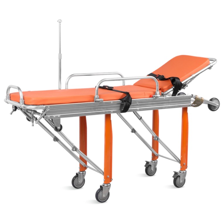 CHARIOT POUR AMBULANCE MECANIQUE ESCAMOTABLE, REGLABLE, AVEC SYSTELE DE VEROUILLAGE MARQUE MEDLEUR