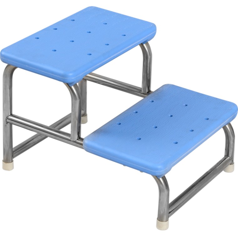 MEDLEUR MARCHE PIEDS - ESCABEAU DEUX MARCHES  ACIER INOXYDABLE, SURFACE ANTI-DERAPANTE EN ABS