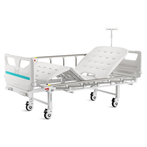 [V2K] LIT DE REA MANUEL 02 POSITIONS (02 MANIVELLES)  200KG AVEC POTENCE PORTE SERUM MARQUE MEDLEUR