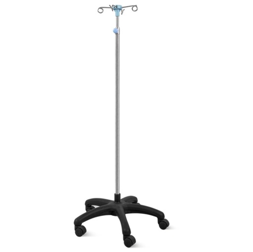 [SKH041-1] POTENCE PORTE SERUM 02 CROCHETS EN INOX, BASE EN ABS 05 ROULETTES MARQUE MEDLEUR